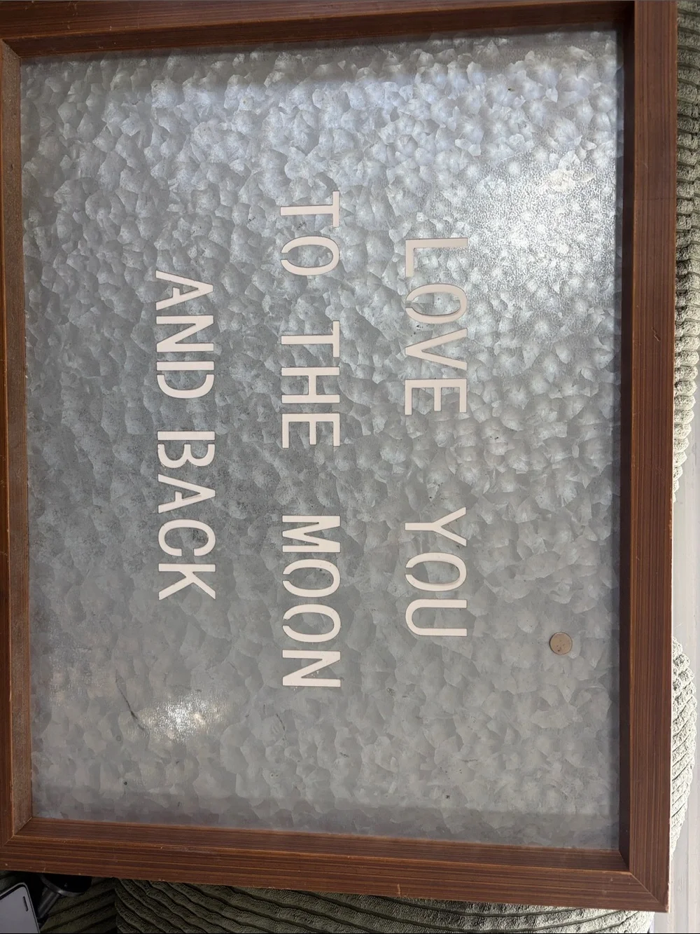 'Love You to the Moon and Back' Metal Wall Sign with Wood Frame